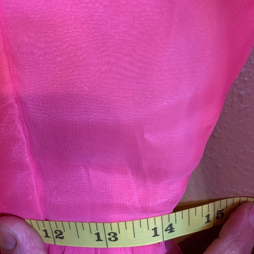 Beautiful Melinda Vintage Pink Chiffon Dress S/M - Picture 7 of 8
